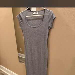 No Boundaries Gray Scoop Neck Midi Dress